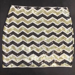 Black and gold sequence mini skirt